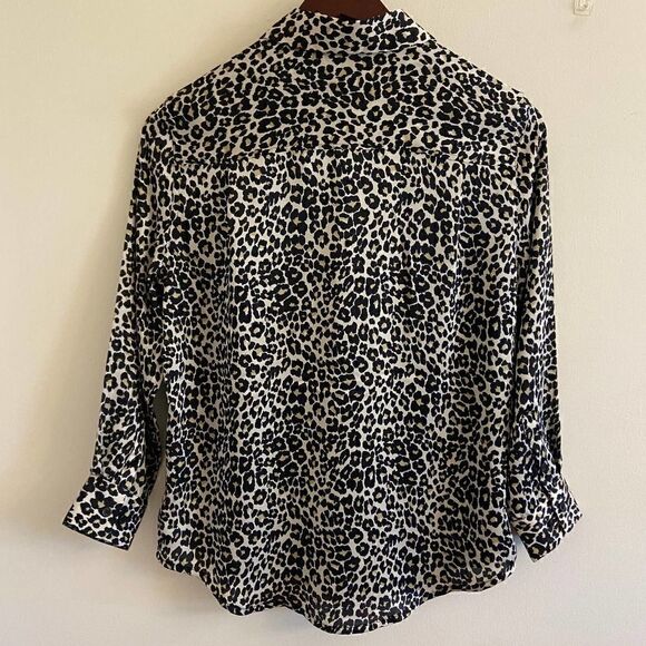 Equipment Leopard Print Long Sleeve Button Down Dress Shirt Medium - Picture 2 of 4